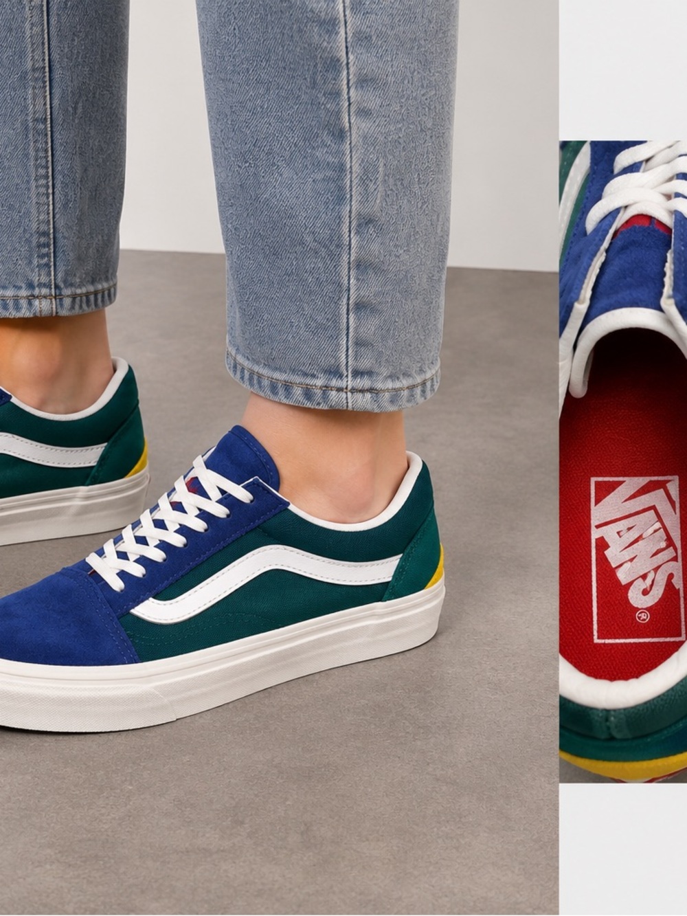 Vans Old Skool Men's Low-Top Sneakers - Blue/Green/Yellow
